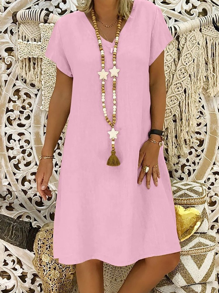 Leonora | Damen V-Ausschnitt Kurzarm Mini Kleid