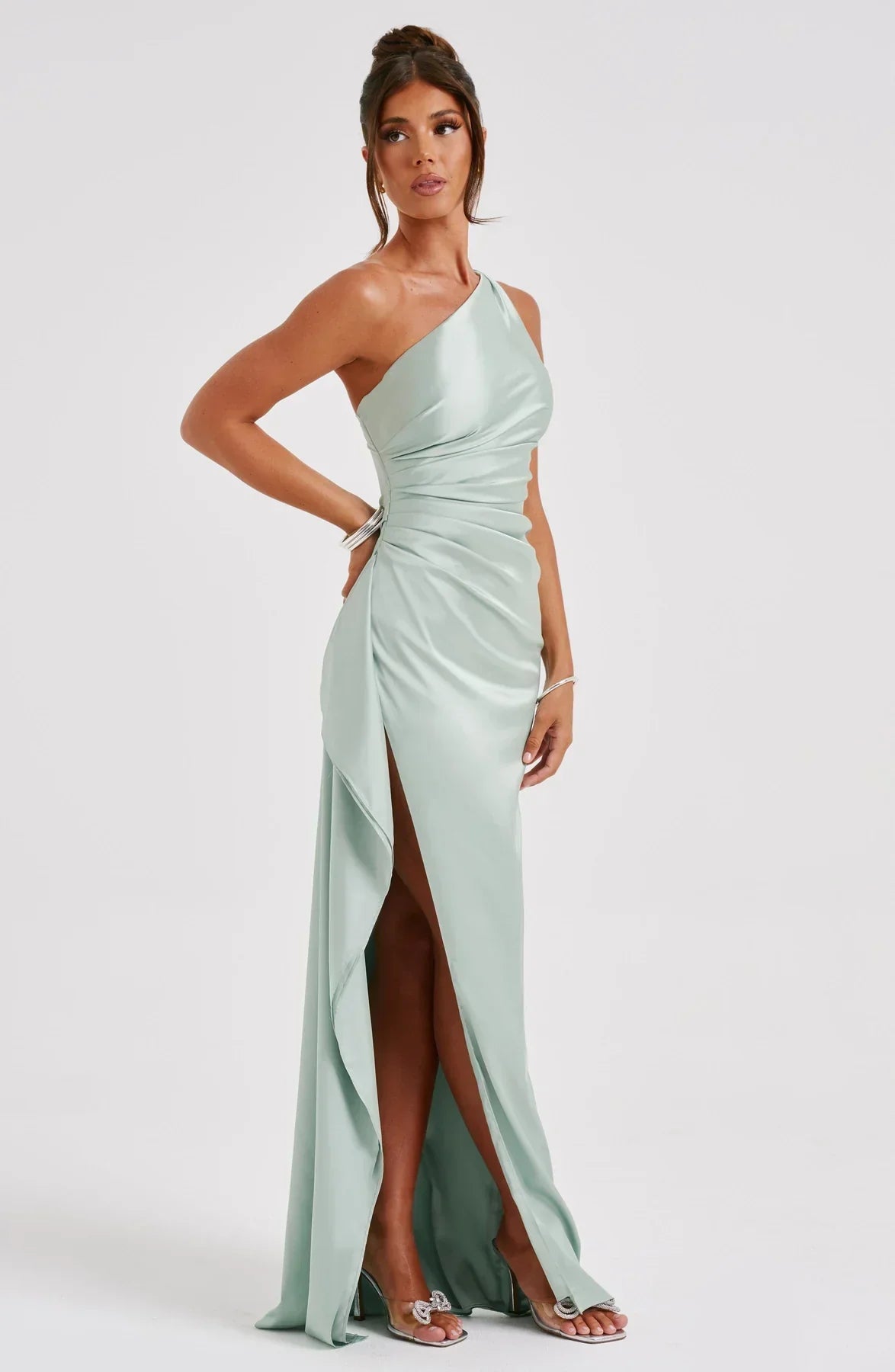 Lysandra | Damen One-Shoulder Abendkleid mit Schlitz