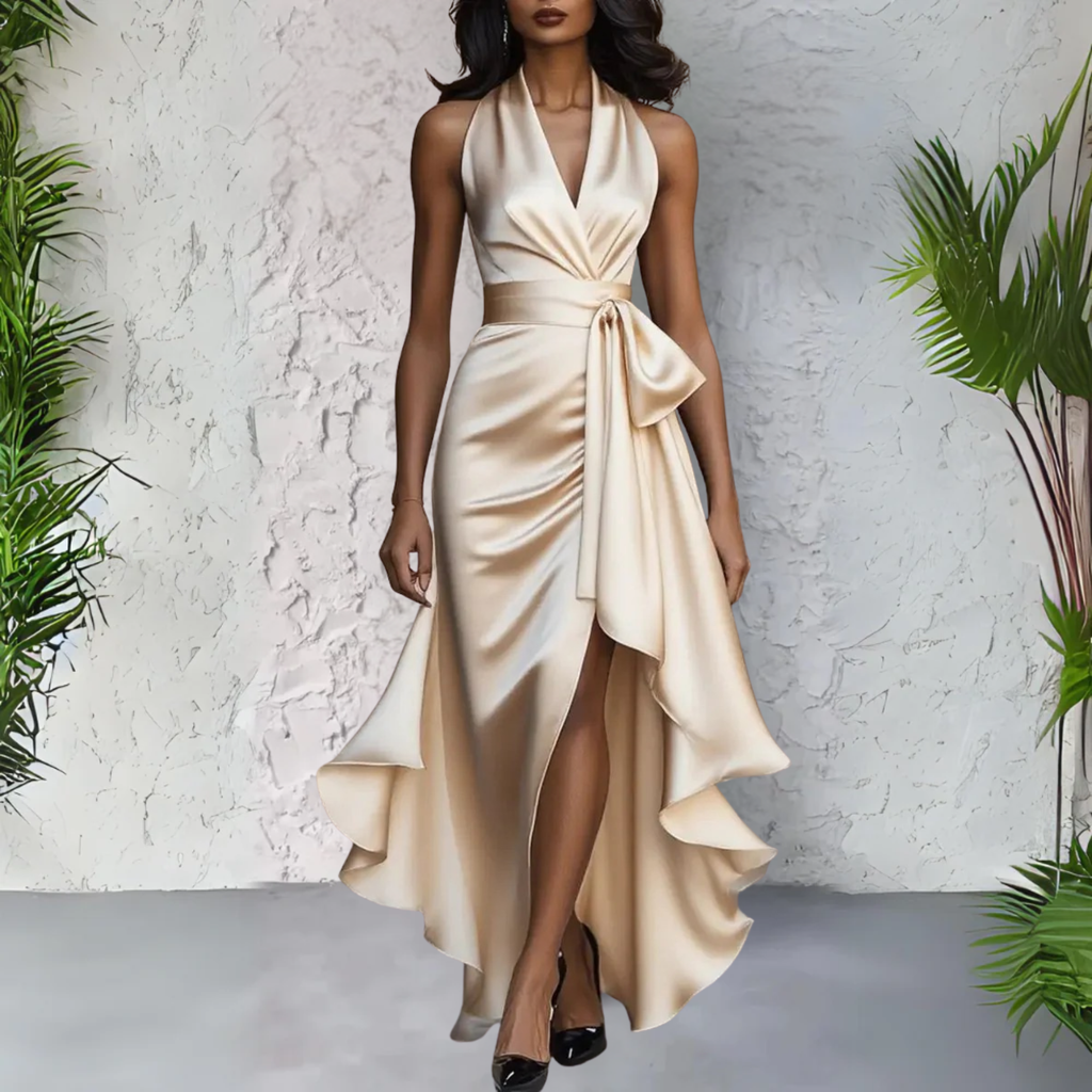 Raphaela | Damen Neckholder Wickel Abendkleid
