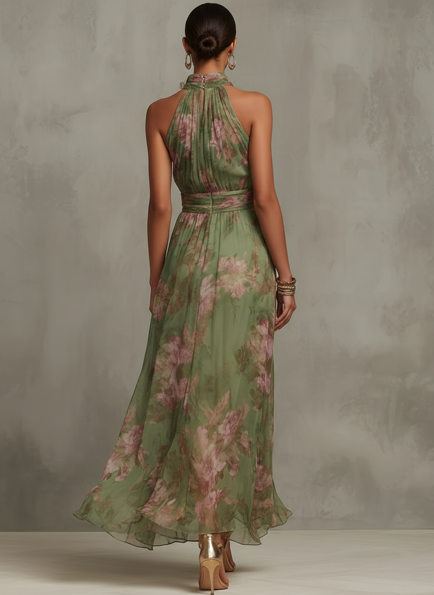 Rosabelle | Damen Neckholder Blumendruck Maxikleid