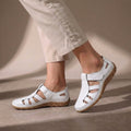 Sandalen Damen mit Geschlossener Zehenpartie und Klettverschluss-Riemen