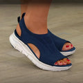 Sandalen Damen mit Strickobermaterial seitlichen Ausschnitten und Plateau-Sohle