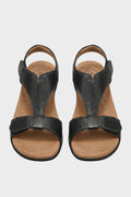 Sandalen Damen mit T-Steg und Klettverschluss-Riemen und Keilsohle