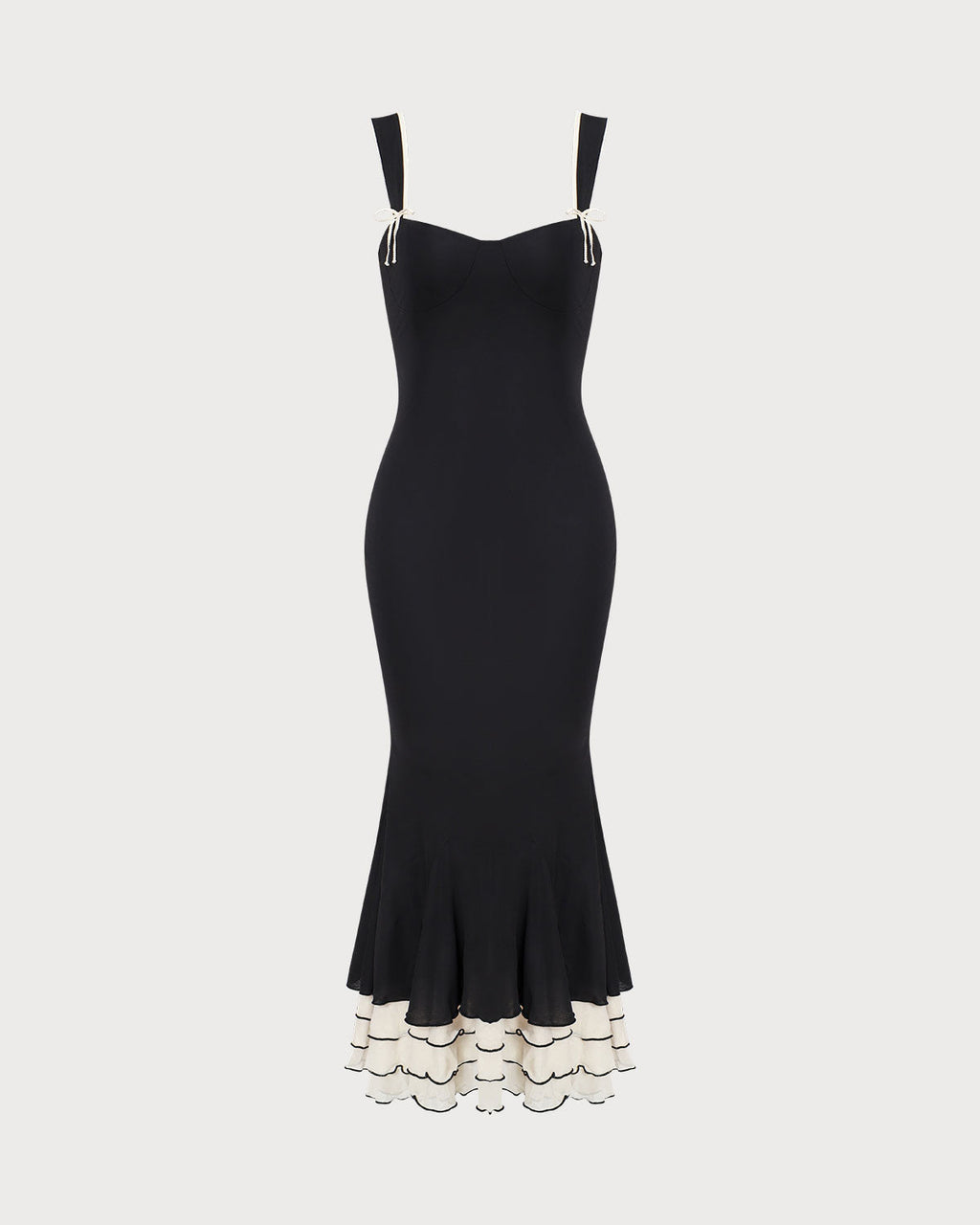 Yasmine | Damen Maxikleid mit Herz-Ausschnitt – Schwarz