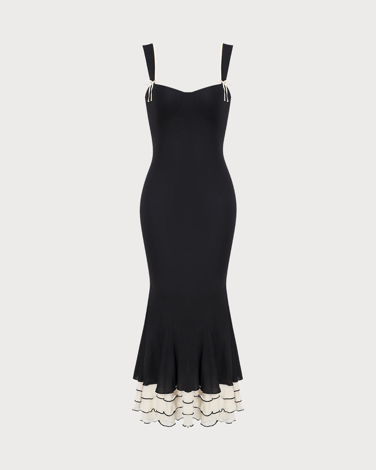 Yasmine | Damen Maxikleid mit Herz-Ausschnitt – Schwarz