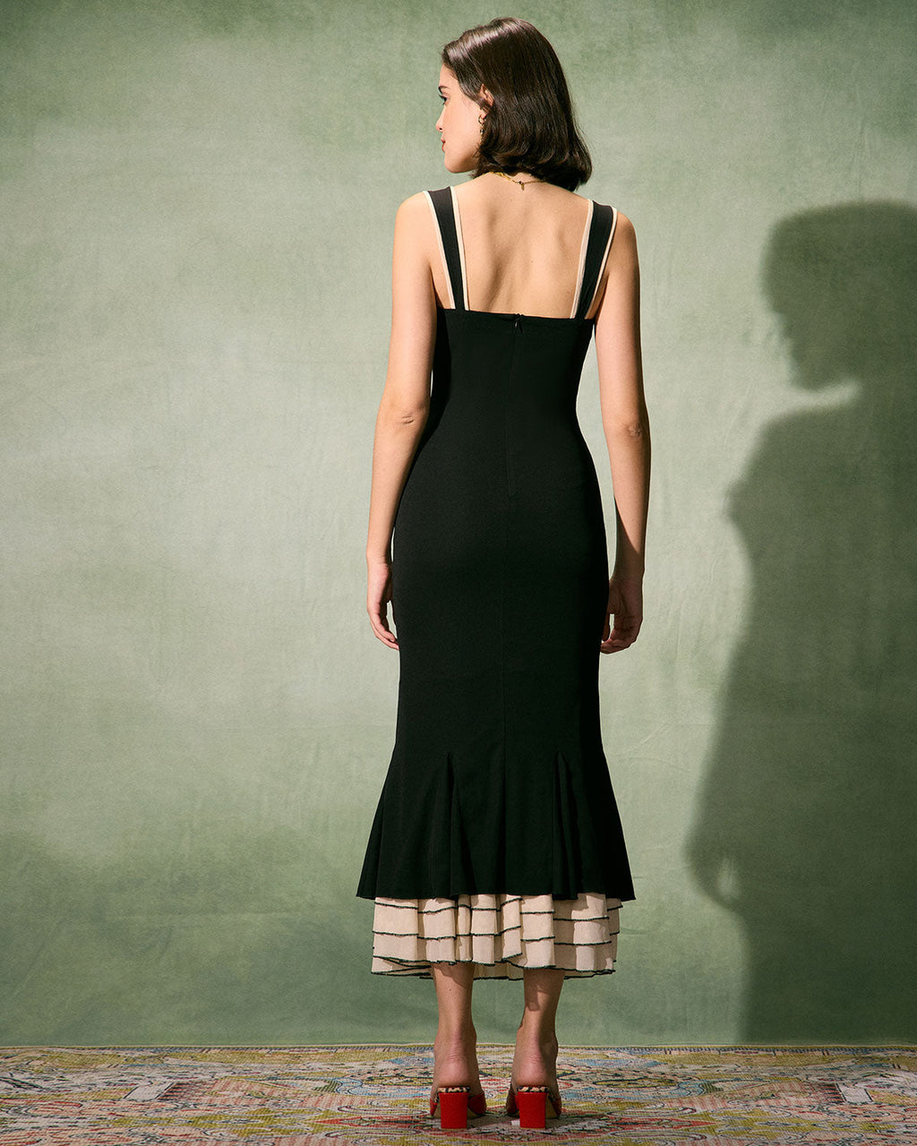 Yasmine | Damen Maxikleid mit Herz-Ausschnitt – Schwarz