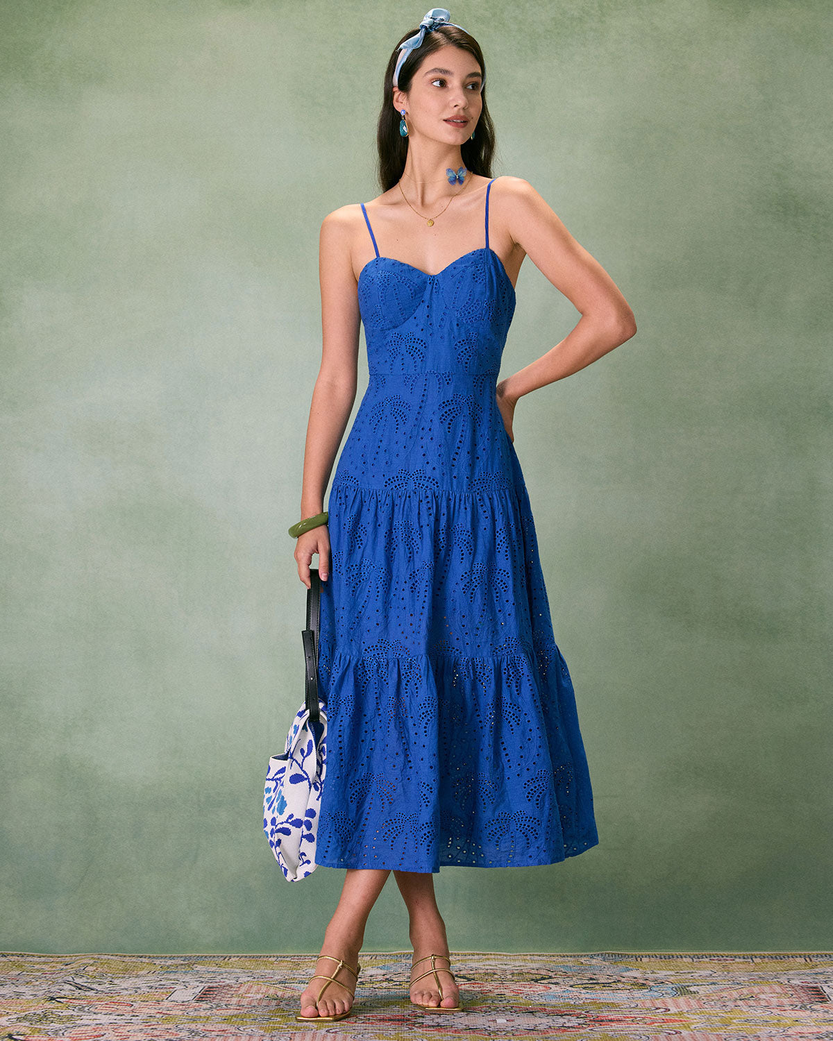 Madeleine | Damen Midikleid mit Herz-Ausschnitt – Blau