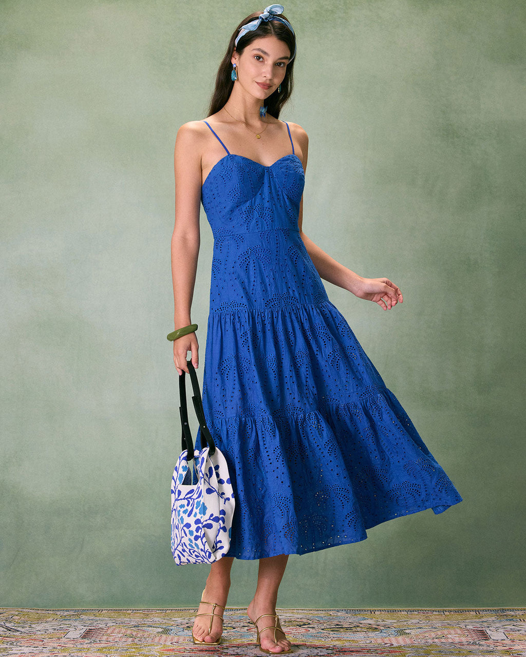Madeleine | Damen Midikleid mit Herz-Ausschnitt – Blau