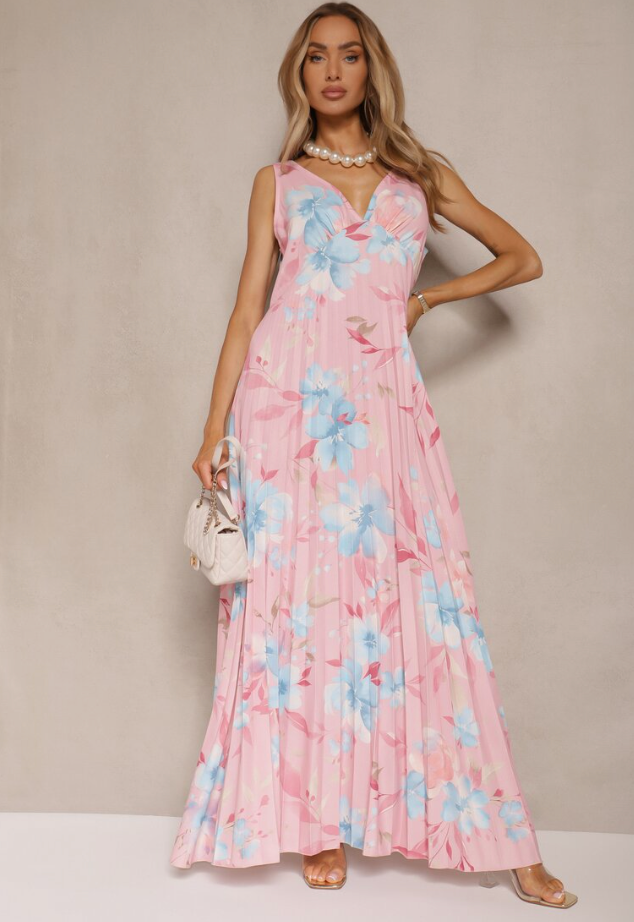 Tove | Damen Ärmelloses Blumenkleid Maxikleid