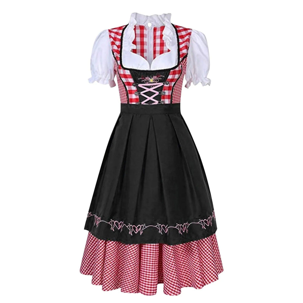 Greta | Damen Dirndl Kariert Oktoberfest Trachtenkleid mit Schürze