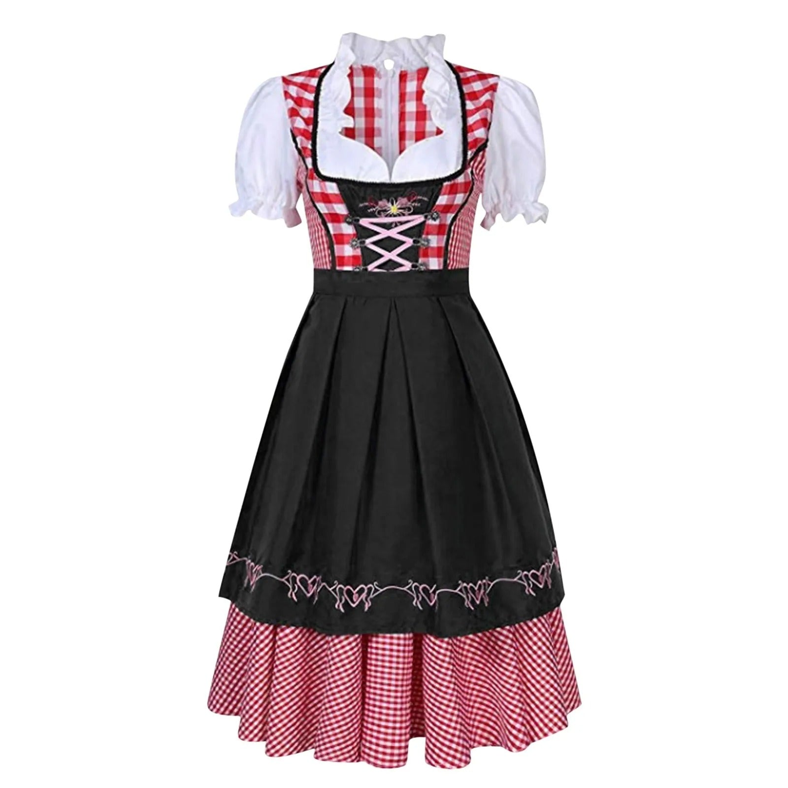 Greta | Damen Dirndl Kariert Oktoberfest Trachtenkleid mit Schürze