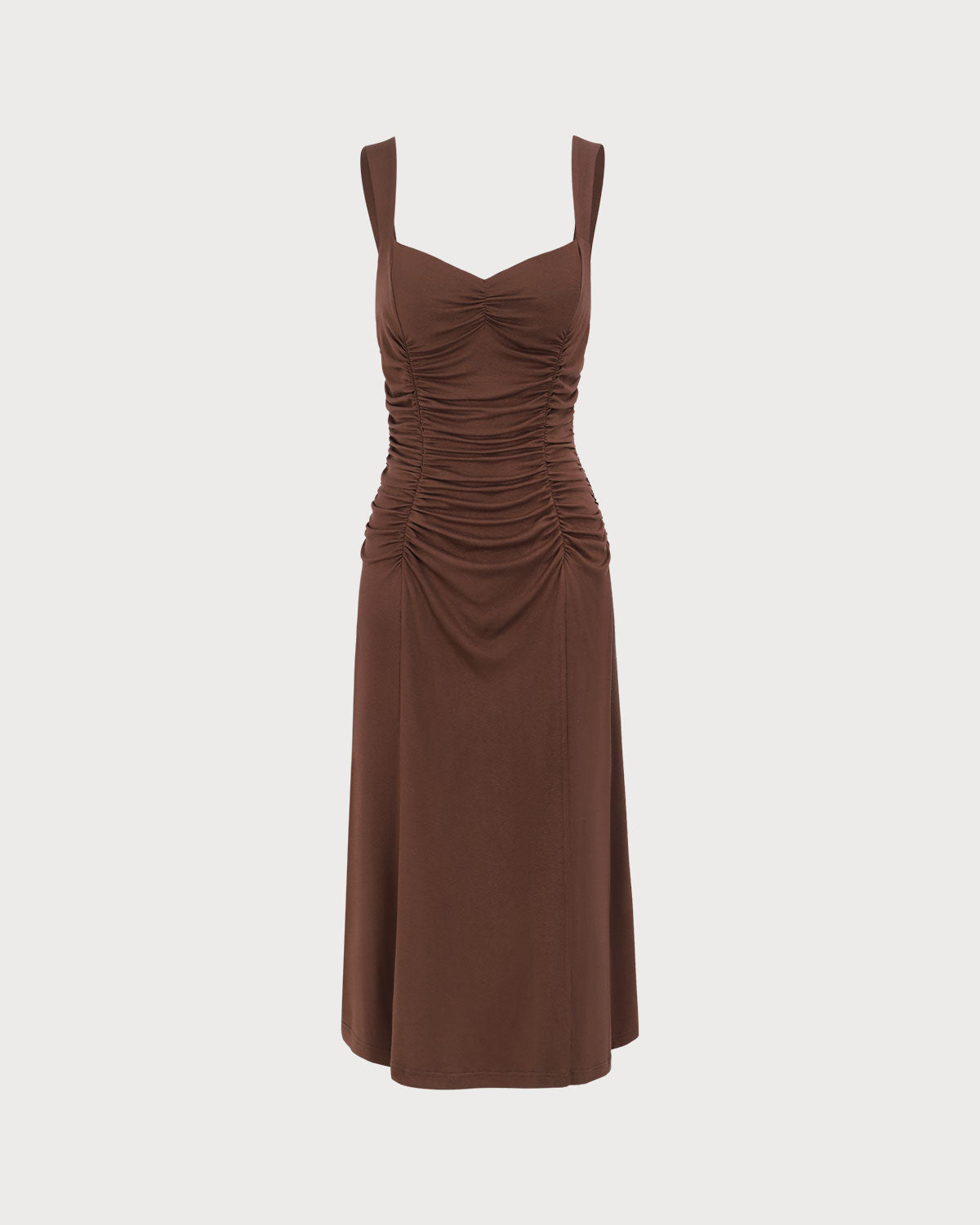 Kiara | Damen Strick-Midikleid mit Raffung – Mokkabraun