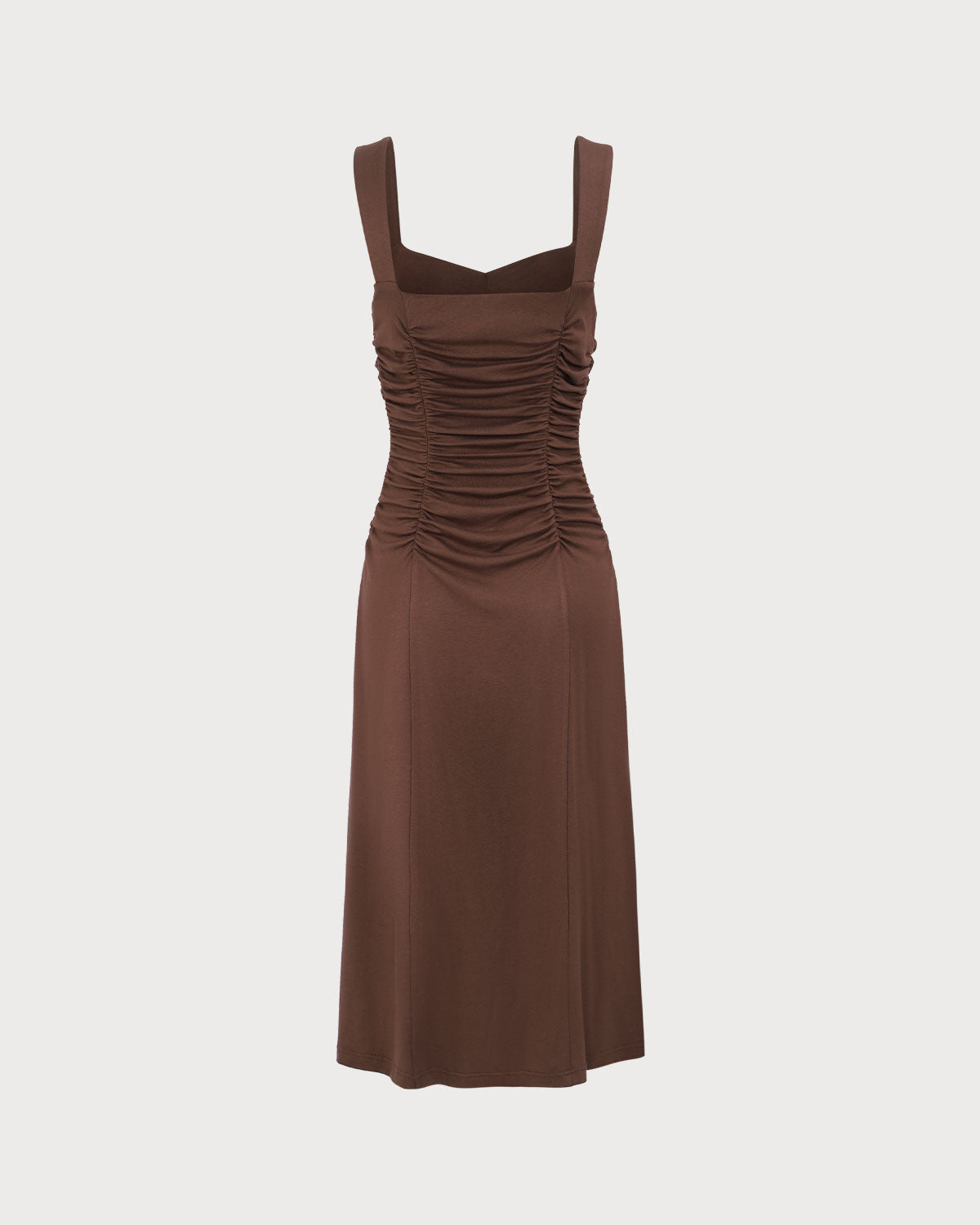Kiara | Damen Strick-Midikleid mit Raffung – Mokkabraun