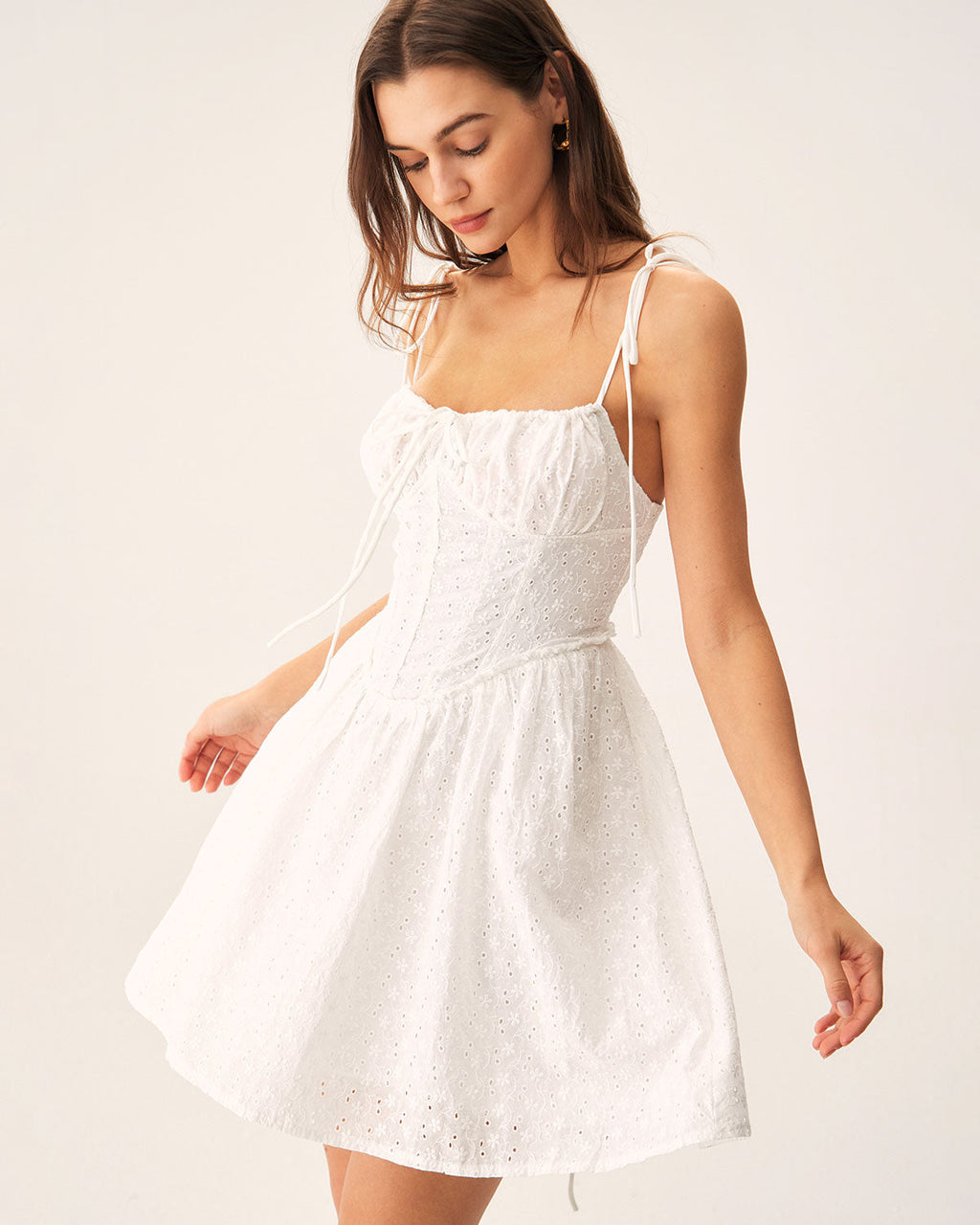 Romy | Damen Minikleid mit Corsage – Weiß