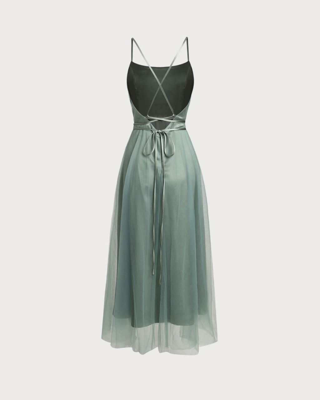 Talia | Damen Mesh-Midikleid fließend – Grün