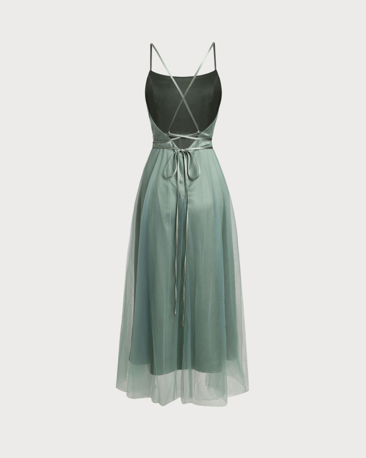 Talia | Damen Mesh-Midikleid fließend – Grün