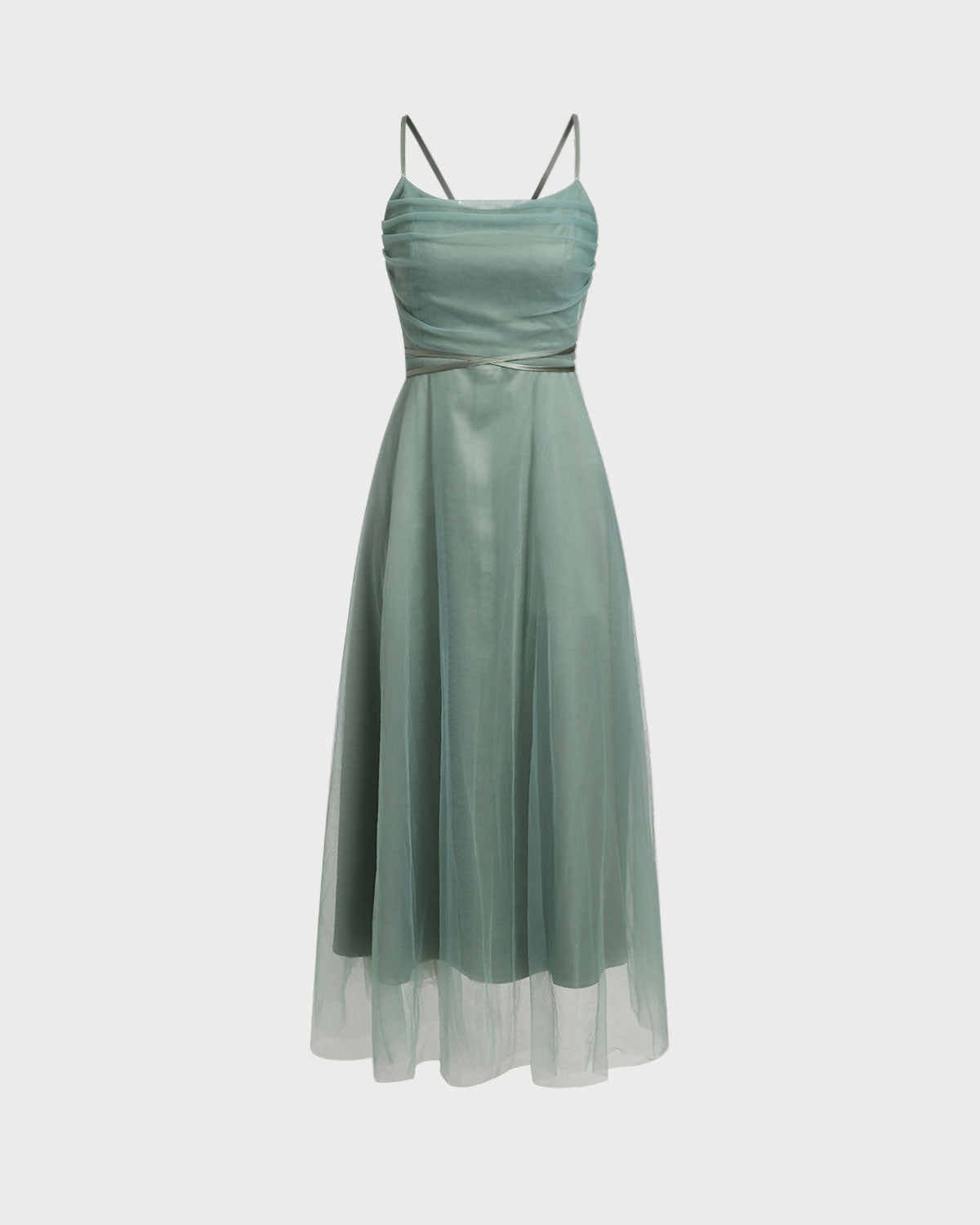 Talia | Damen Mesh-Midikleid fließend – Grün