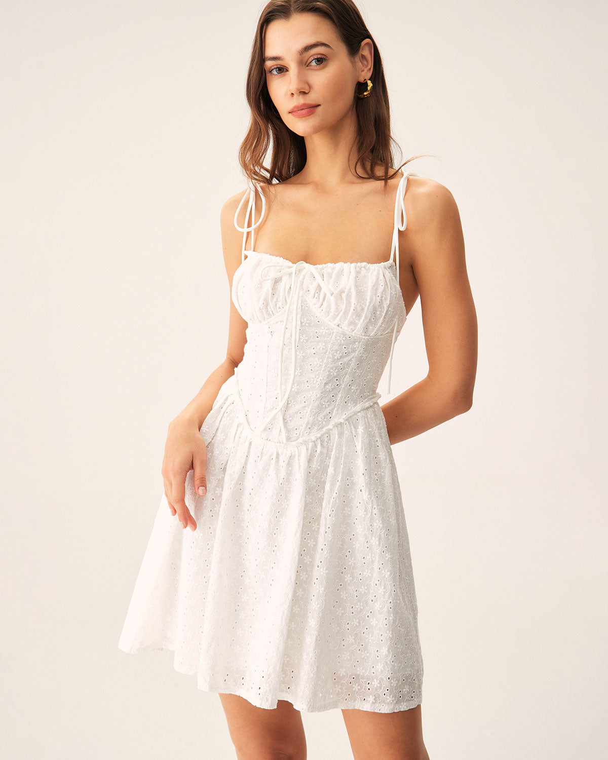 Romy | Damen Minikleid mit Corsage – Weiß