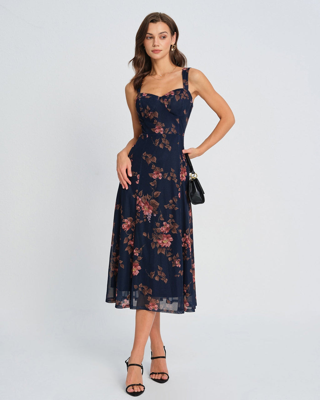 Josephine | Damen Floral-Midikleid – Blau