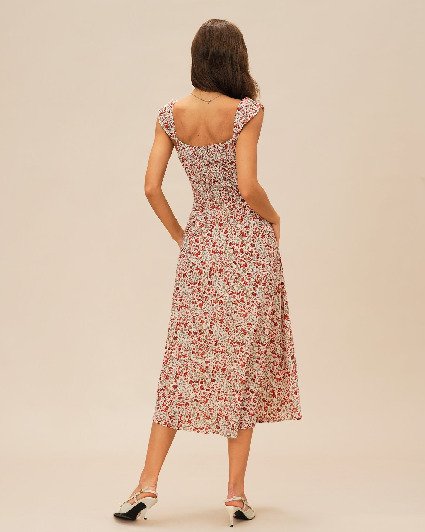 Ariane | Damen Floral-Midikleid – Rot
