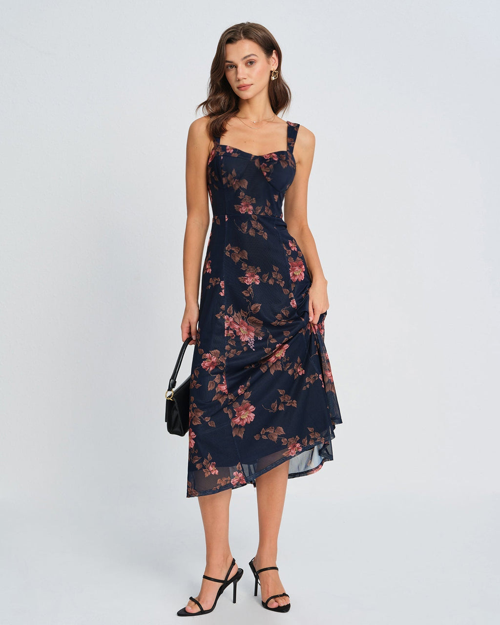 Josephine | Damen Floral-Midikleid – Blau