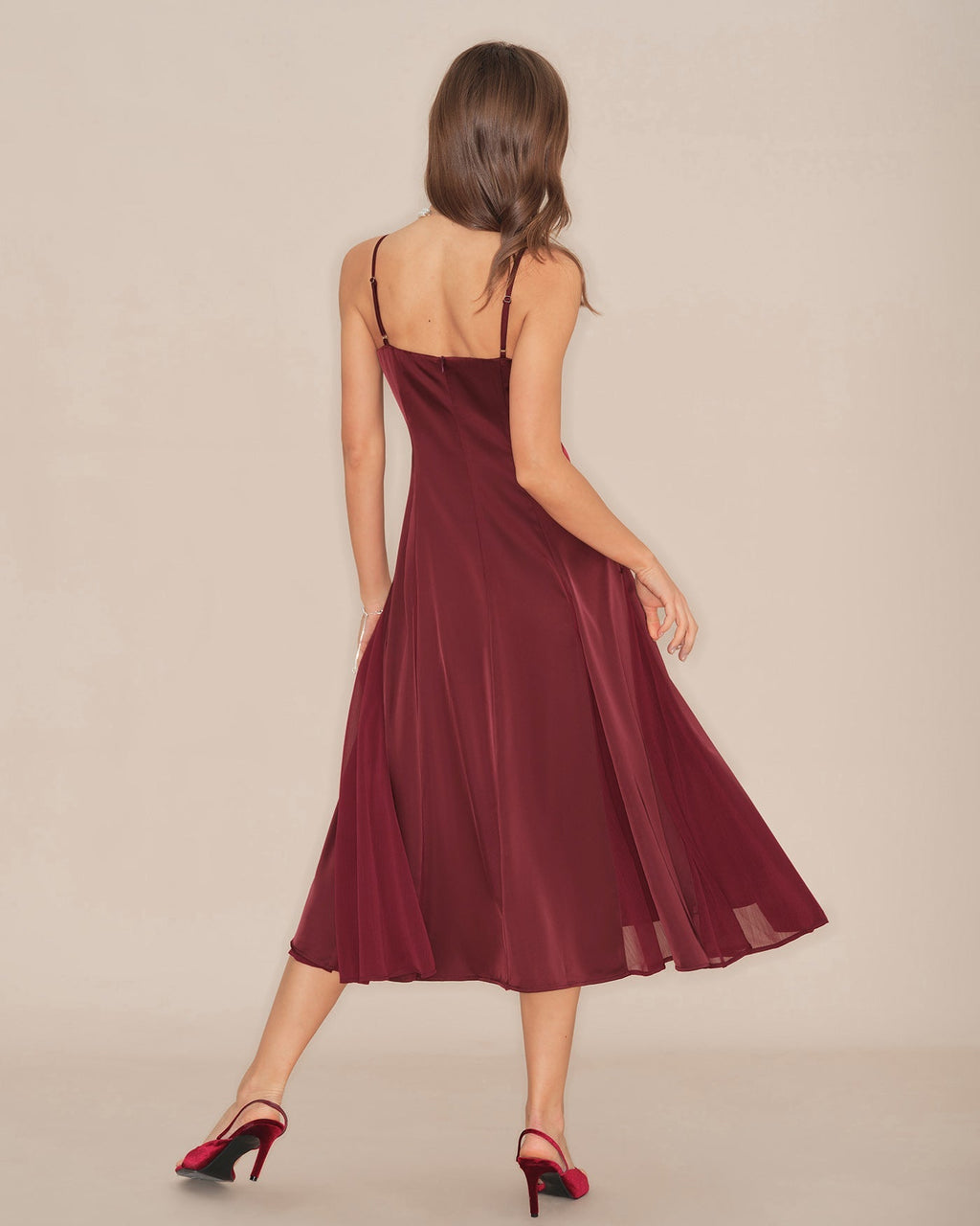Isaline | Damen Midikleid in A-Linie – Bordeaux