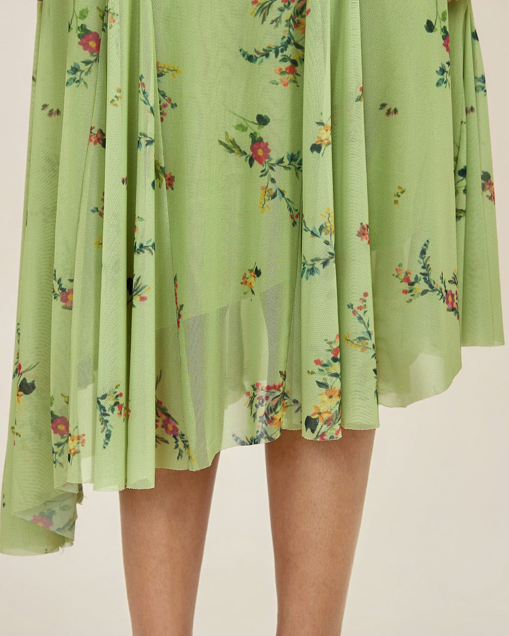Aurelia | Damen Floral-Midikleid mit Struktur – Grün