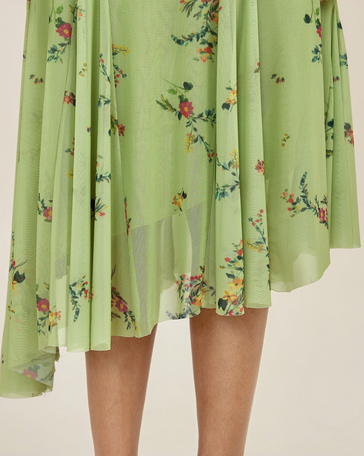 Aurelia | Damen Floral-Midikleid mit Struktur – Grün