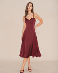Isaline | Damen Midikleid in A-Linie – Bordeaux
