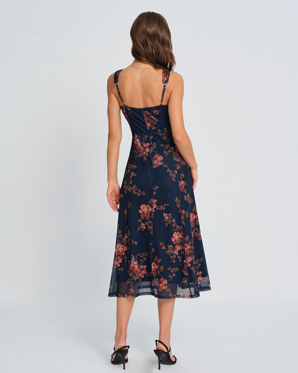 Josephine | Damen Floral-Midikleid – Blau