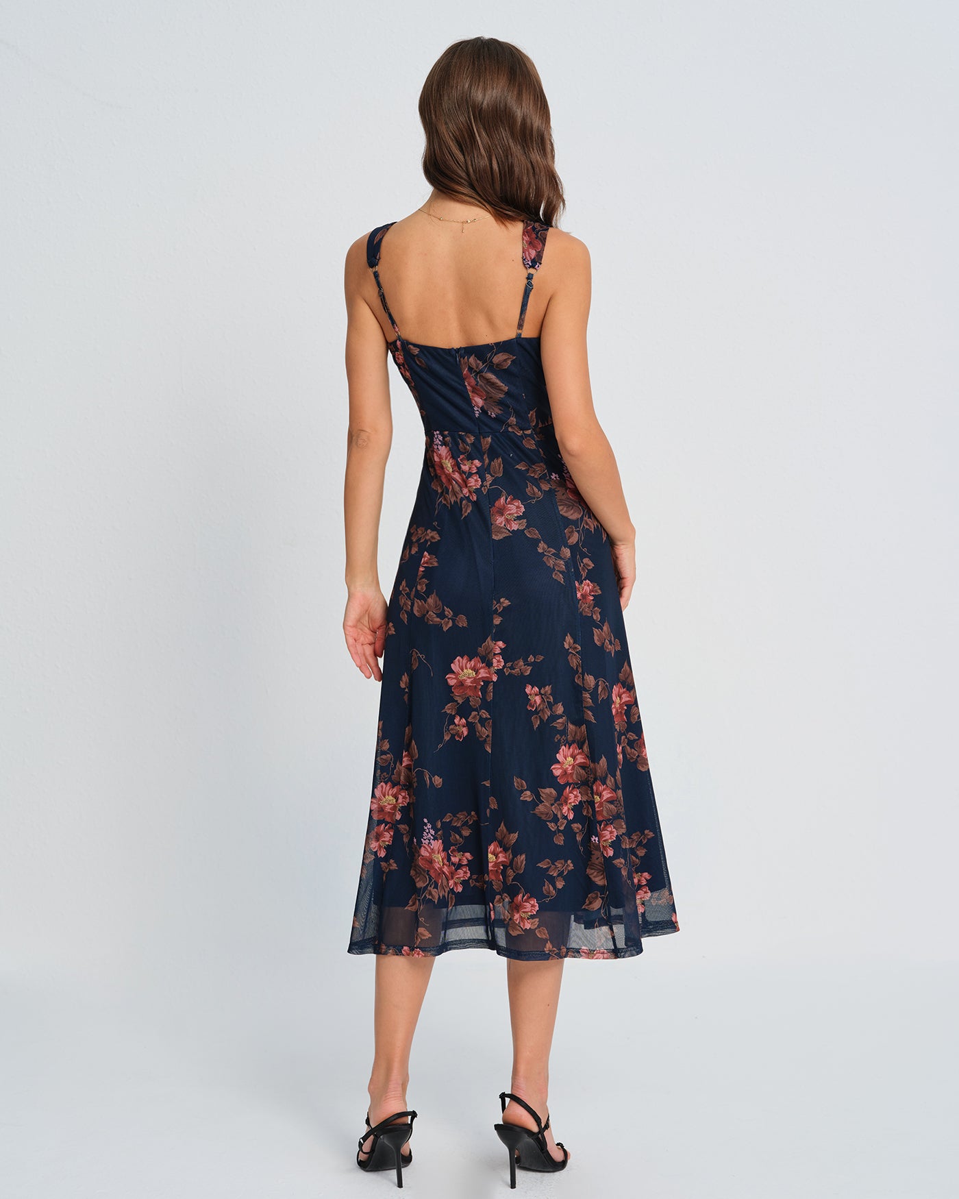 Josephine | Damen Floral-Midikleid – Blau