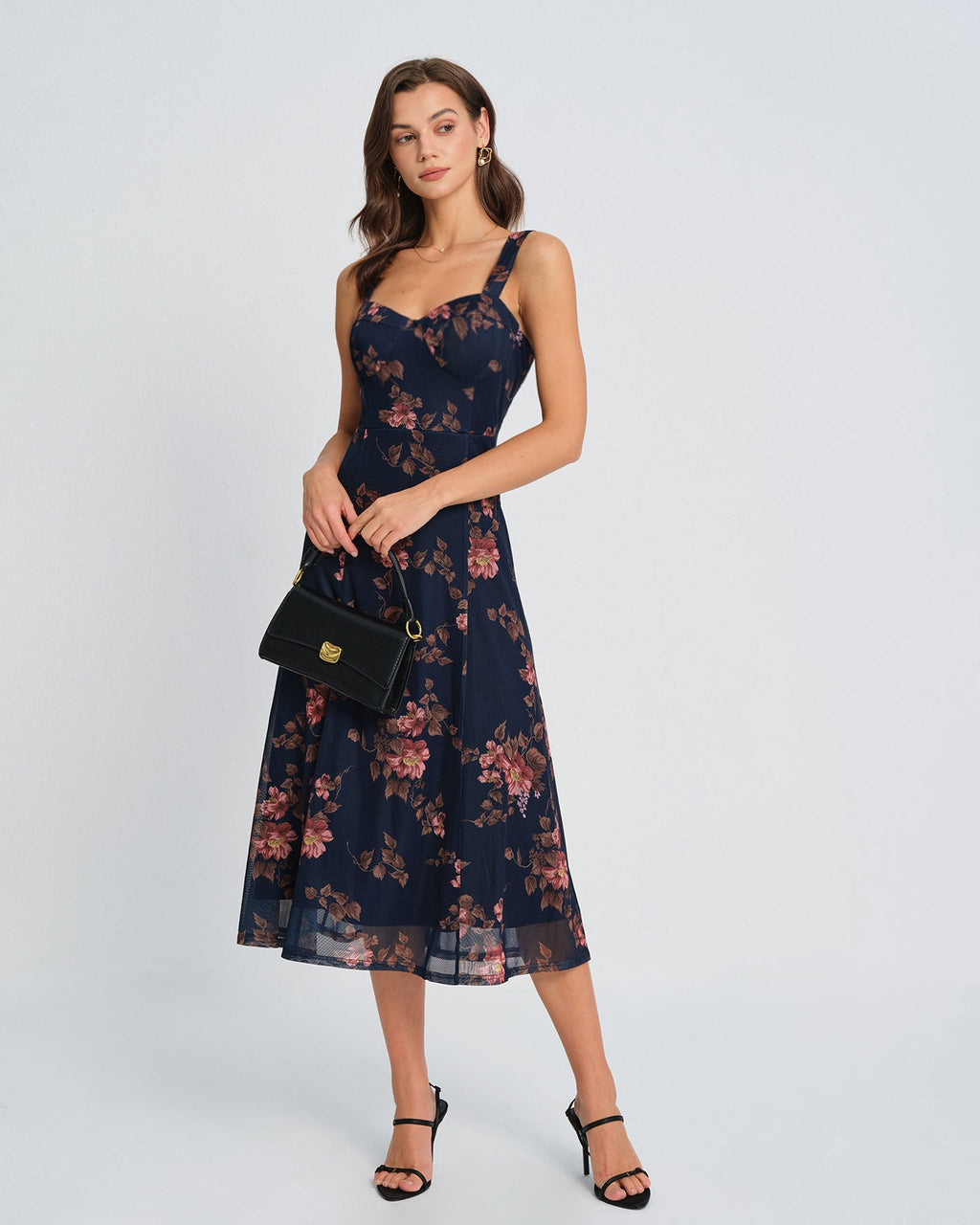 Josephine | Damen Floral-Midikleid – Blau