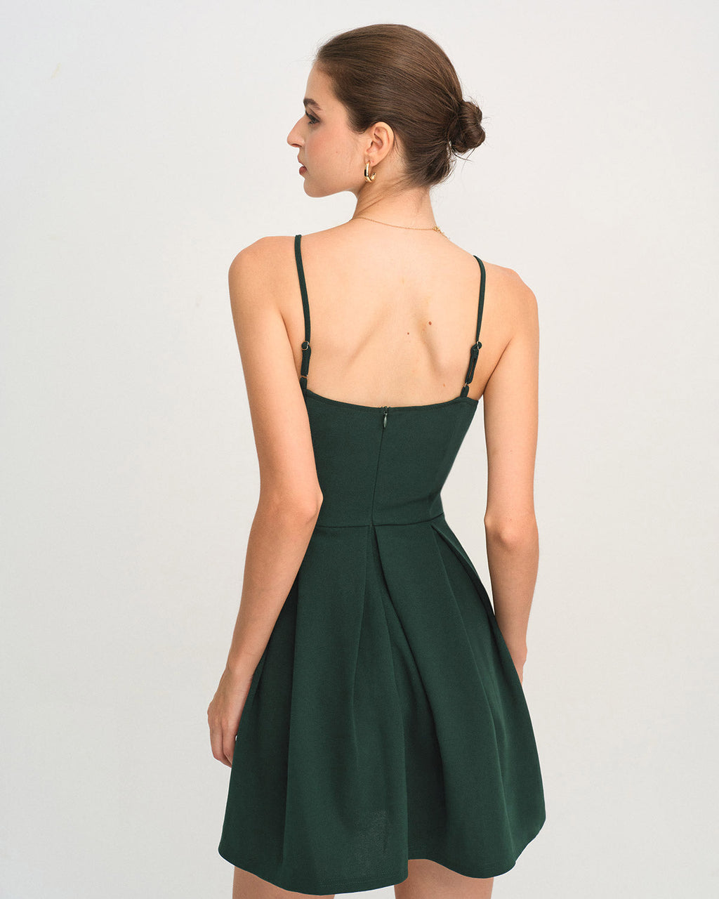 Elara | Damen Minikleid mit Plissee – Grün