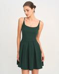 Elara | Damen Minikleid mit Plissee – Grün