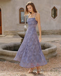 Uma | Damen Jacquard-Maxikleid – Blau