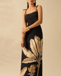Alva | Damen Floral-Maxikleid – Schwarz
