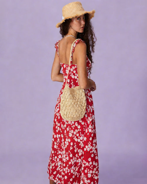 Alina | Damen Floral-Maxikleid – Rot