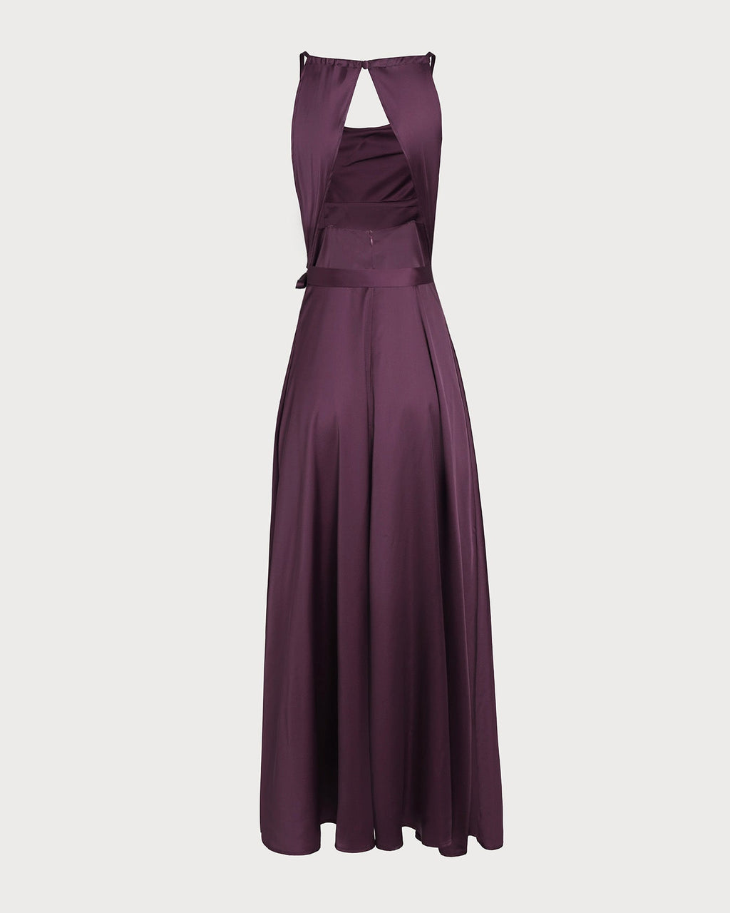 Chiara | Damen Satin-Maxikleid mit Wasserfall-Ausschnitt – Violett