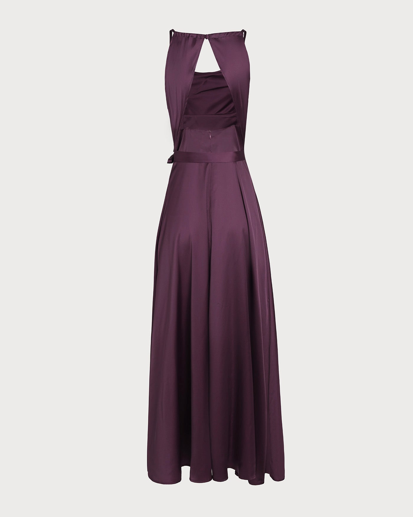 Chiara | Damen Satin-Maxikleid mit Wasserfall-Ausschnitt – Violett