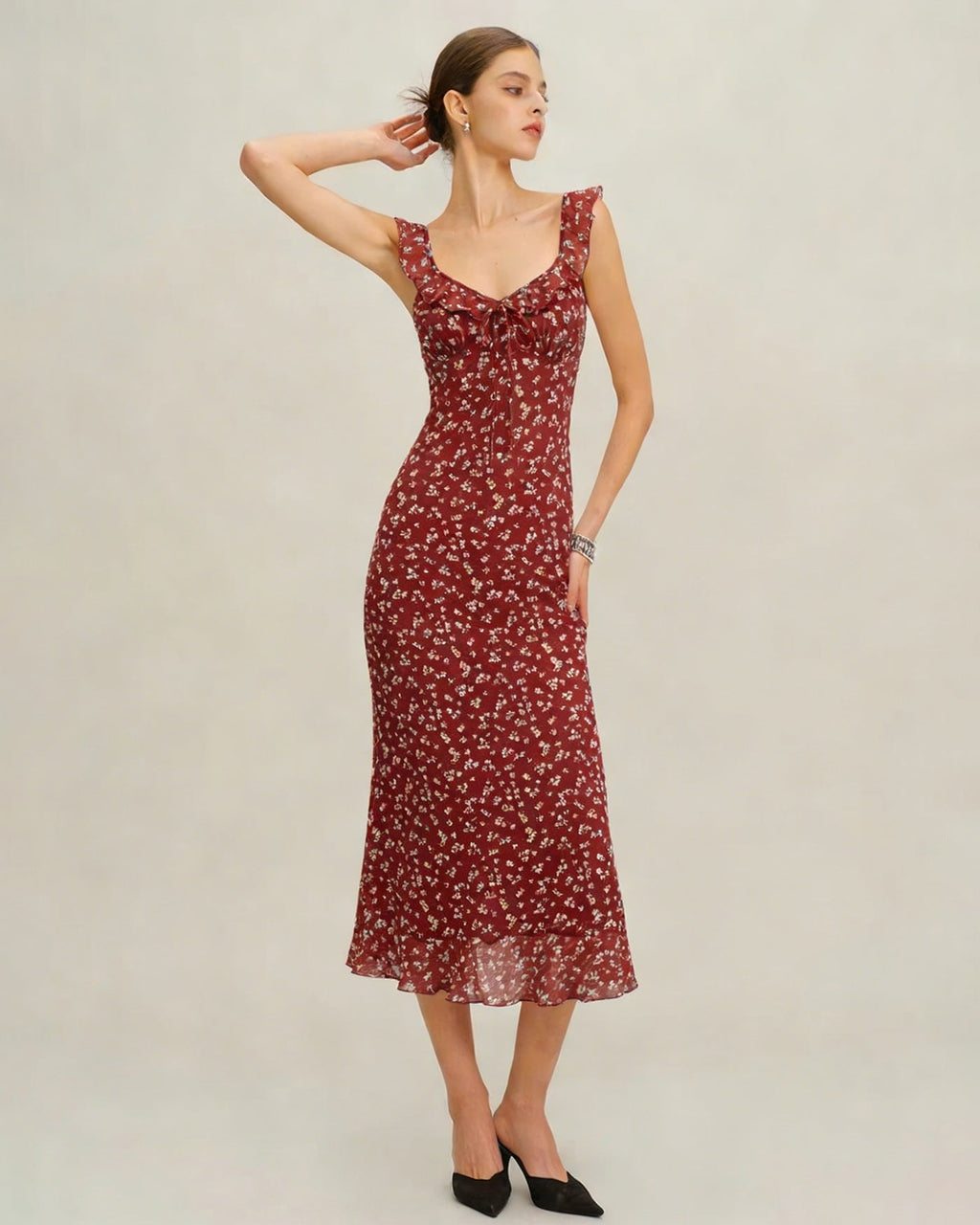 Siena | Damen Floral-Maxikleid – Rot