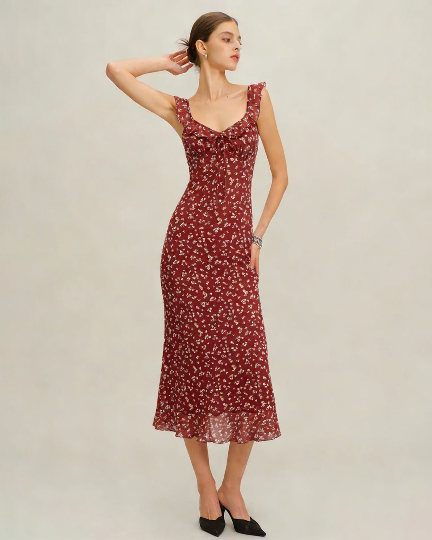 Siena | Damen Floral-Maxikleid – Rot