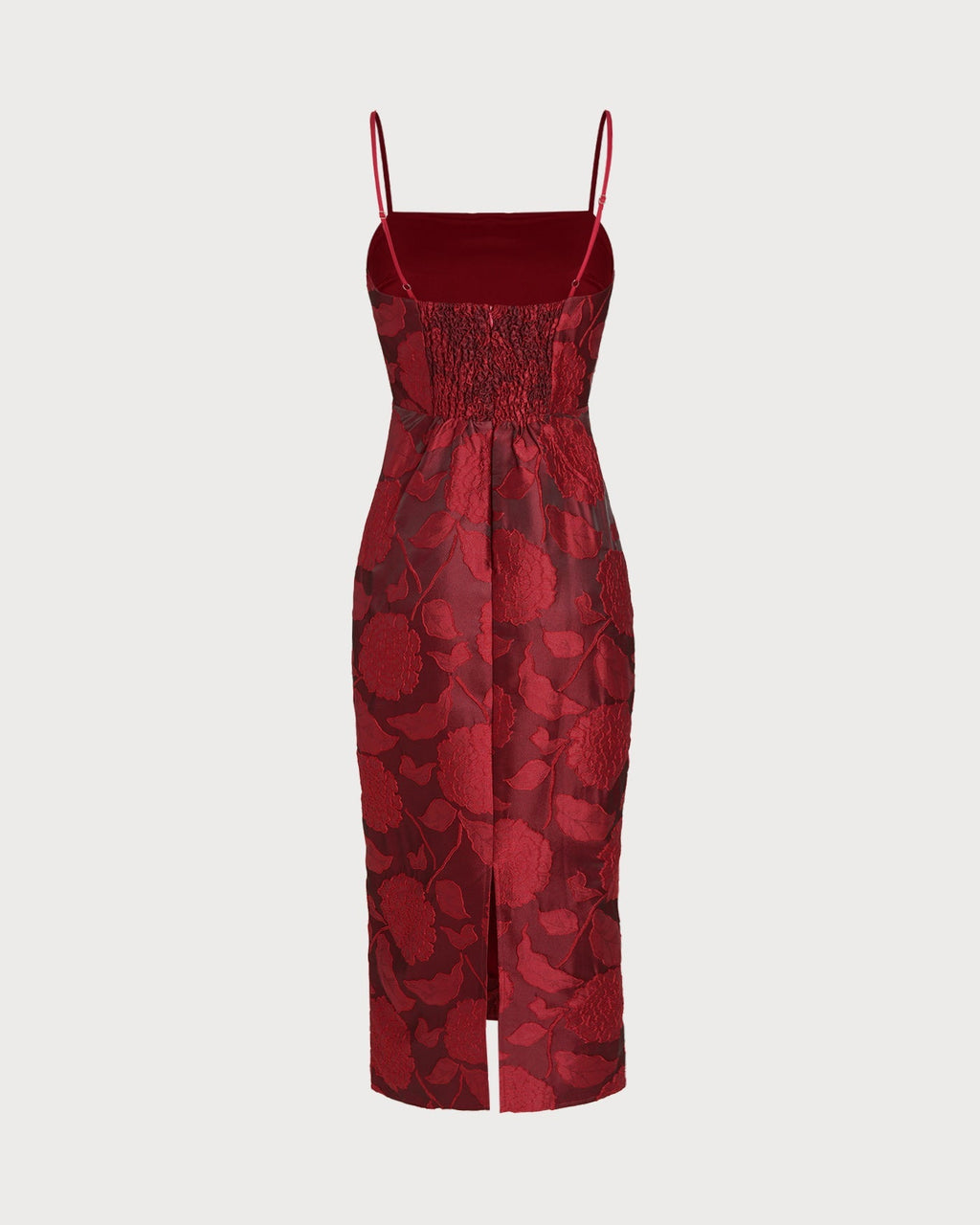 Dalia | Damen Jacquard-Maxikleid – Rot