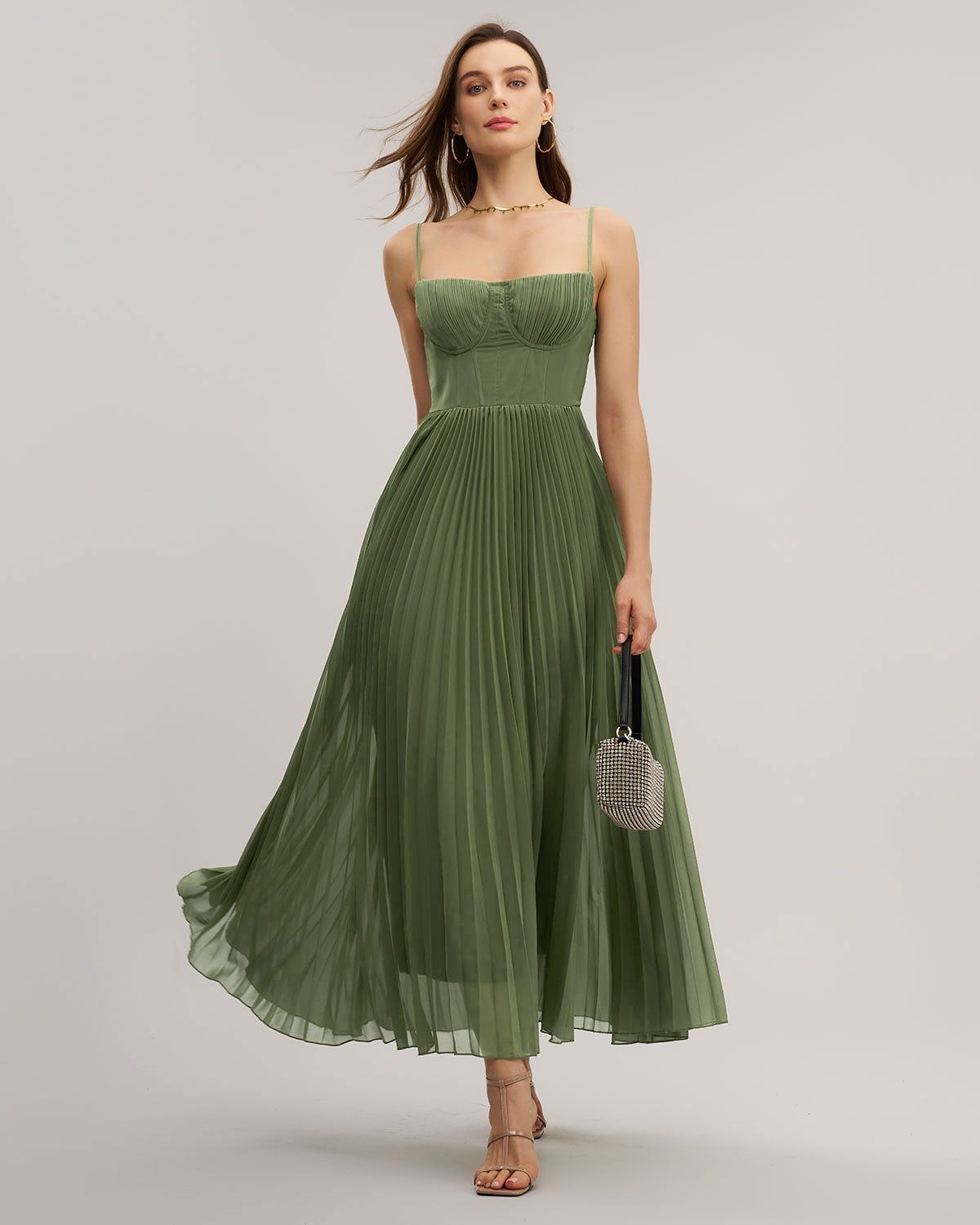Fabienne | Damen Maxikleid mit Herz-Ausschnitt – Grün