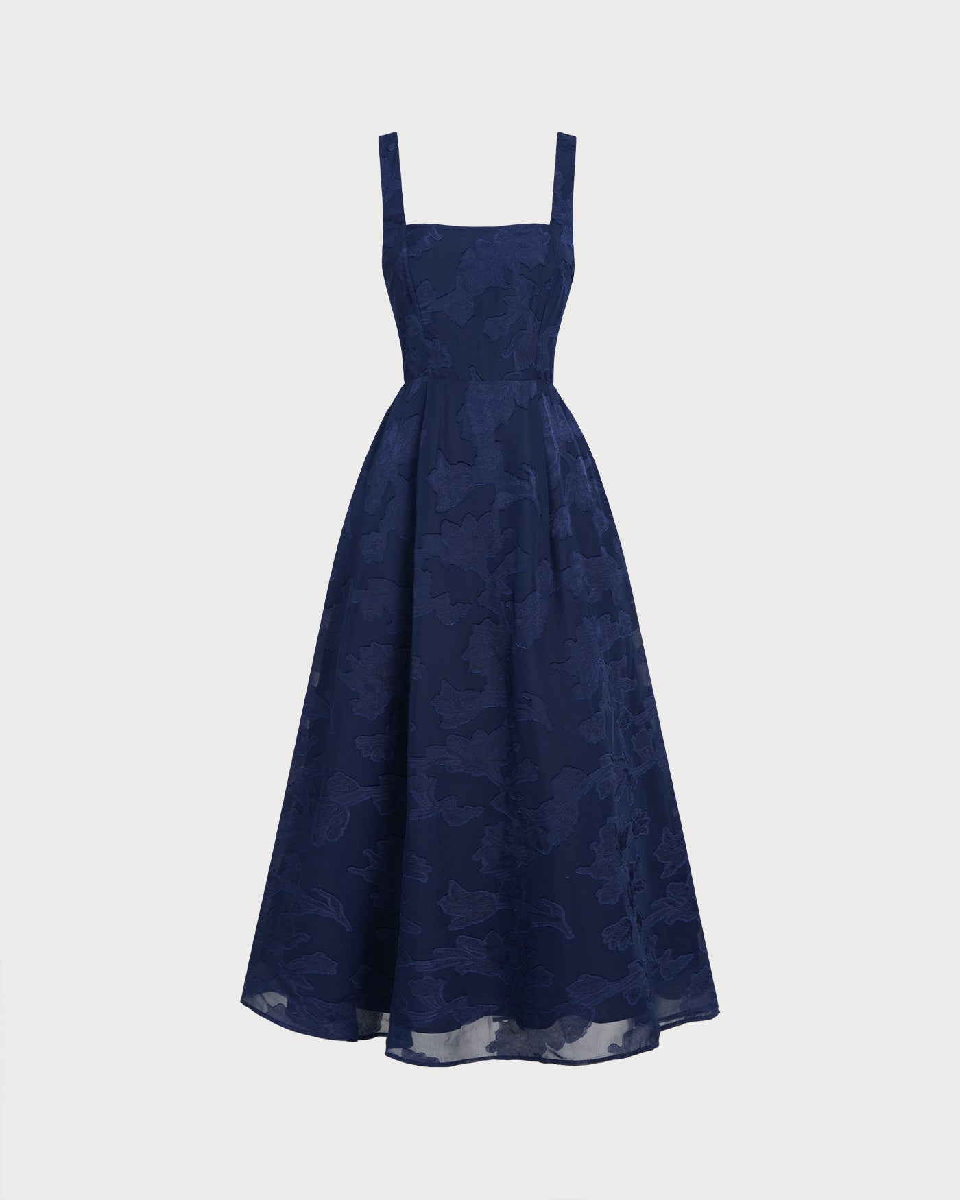 Odette | Damen Jacquard-Maxikleid – Dunkelblau