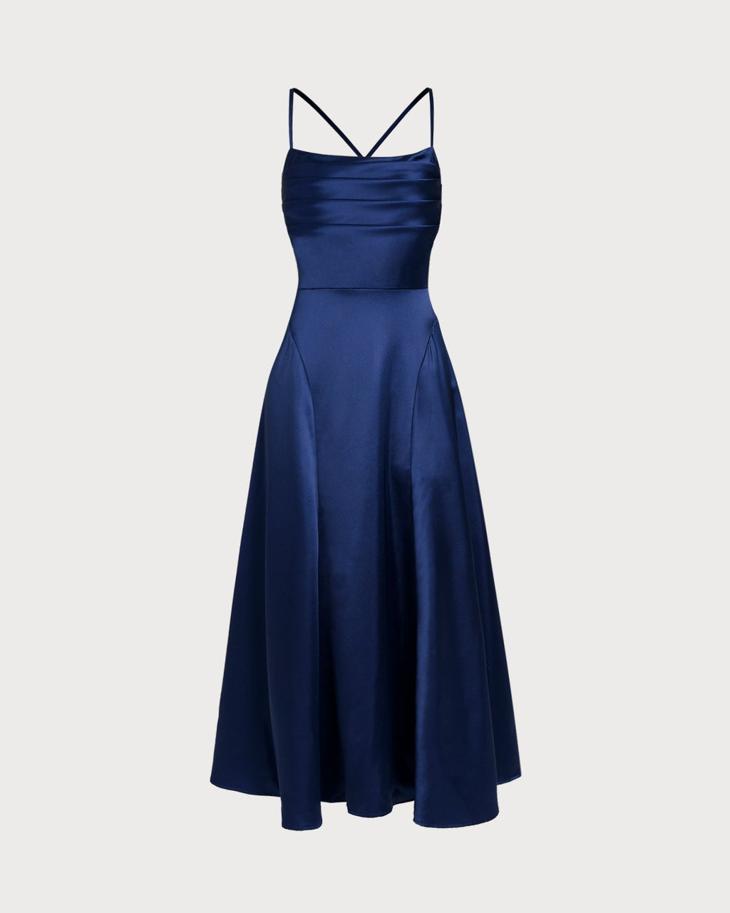 Zoe | Damen Satin-Maxikleid – Dunkelblau