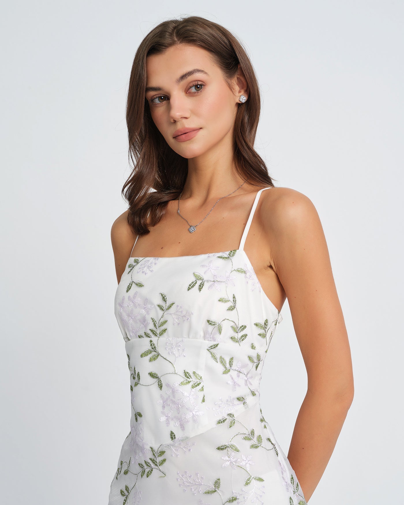 Quinn | Damen Floral-Maxikleid – Weiß