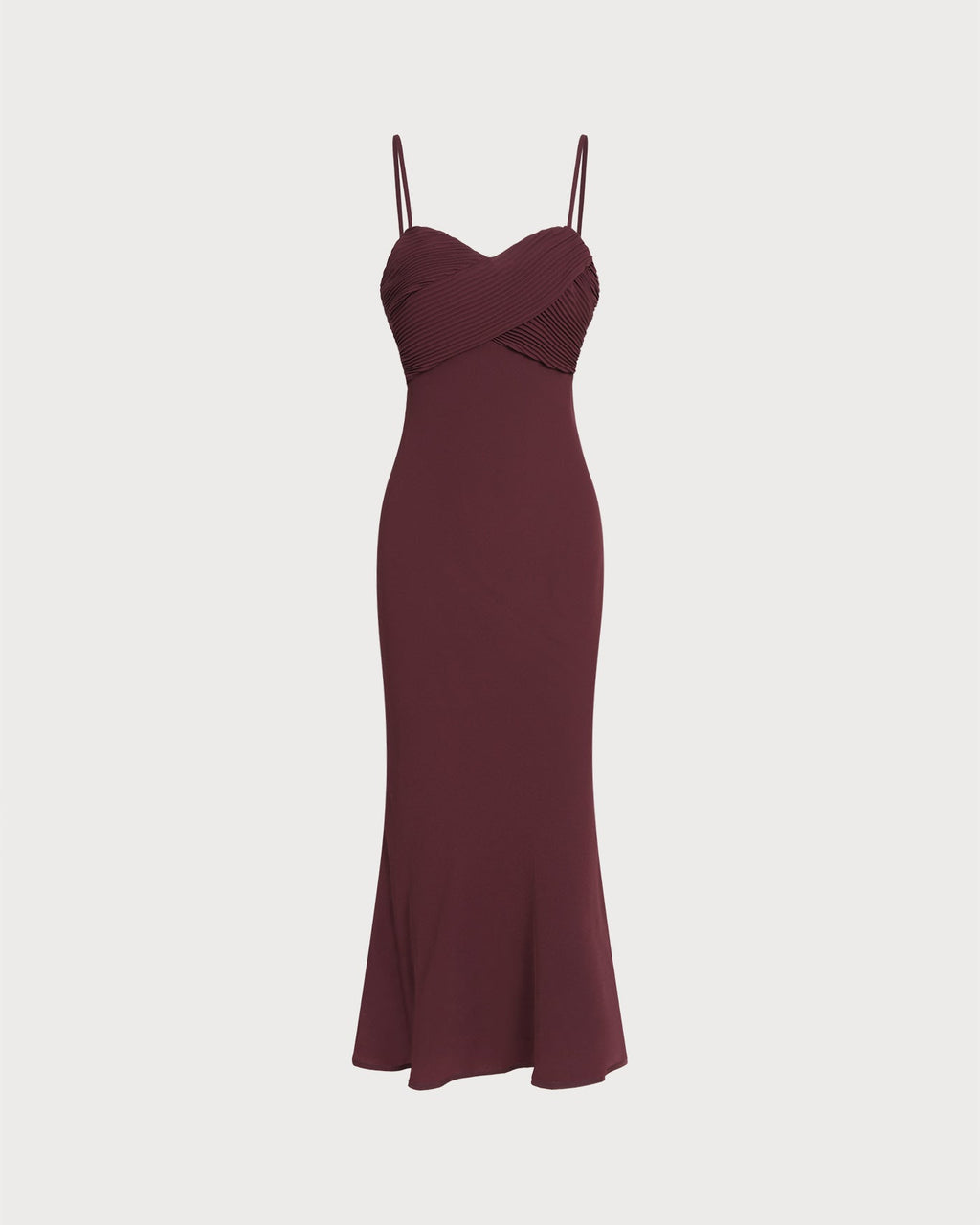 Inès | Damen Maxikleid mit Raffung – Bordeaux