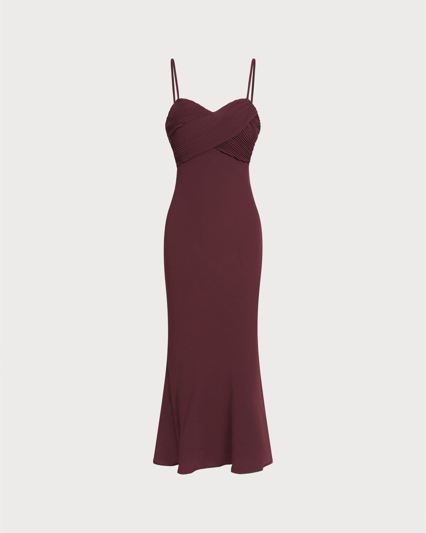 Inès | Damen Maxikleid mit Raffung – Bordeaux