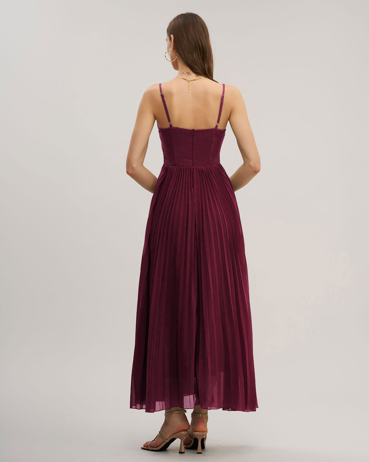 Jolie | Damen Maxikleid mit Herz-Ausschnitt – Bordeaux