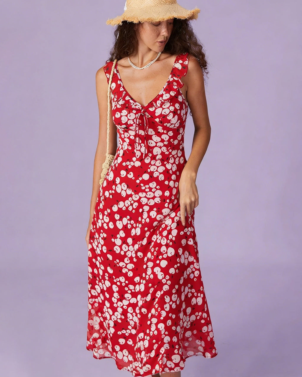 Alina | Damen Floral-Maxikleid – Rot